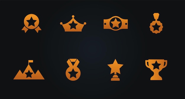 Vecteur set d'icônes d'étoiles dorées pour les logos d'affaires et d'éducation publicitaires sur internet