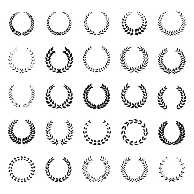 Set d'icônes à feuilles de laurier Icones à couronnes