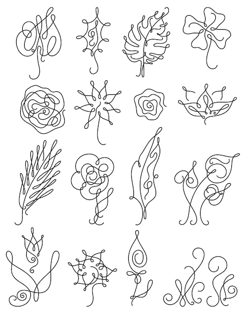 Set d'icônes florales de style ligne mince