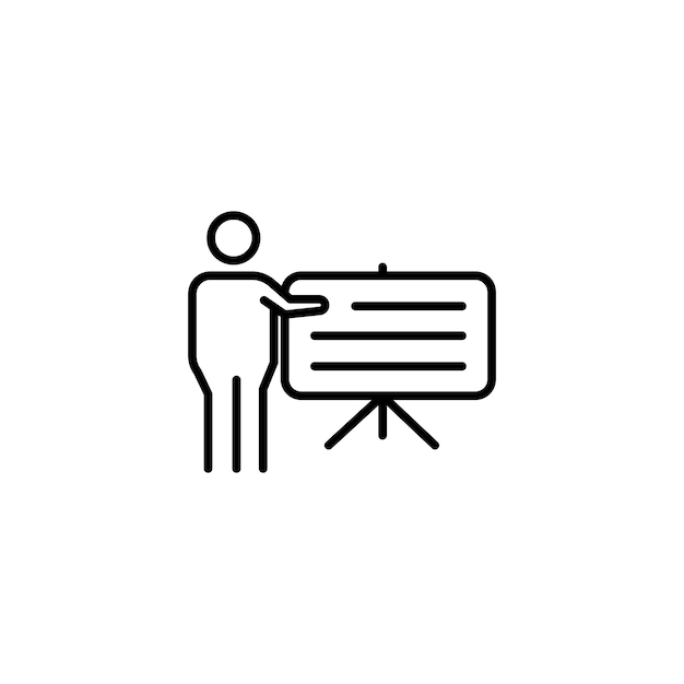 Set d'icônes de formation Professeur Lecture Symbole vectoriel de l'éducation dans un style noir rempli et délimité Signature de développement de la classe d'entraînement