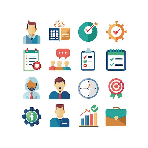 Set d'icônes de gestion d'entreprise ou d'organisation