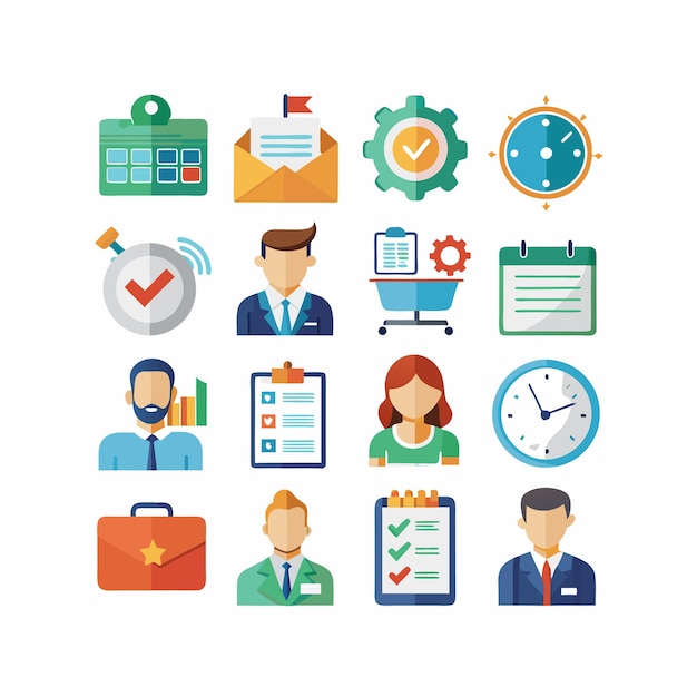 Set d'icônes de gestion d'entreprise ou d'organisation