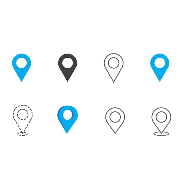 Set d'icônes de localisation GPS Collection Symbole Collection Localisation Iconne vectorielle Localisation Icône plate
