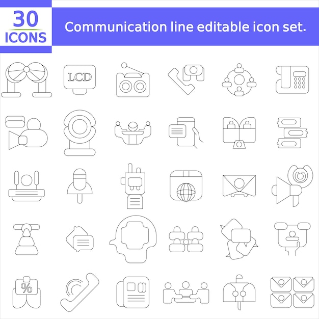 Set d'icônes modifiables pour la ligne de communication