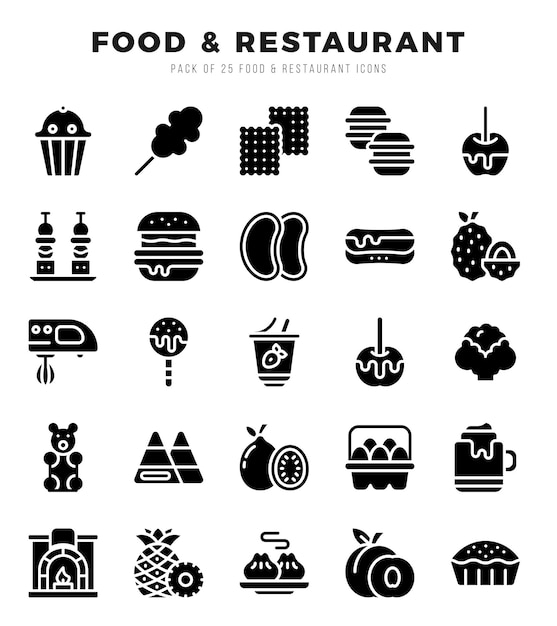 Vecteur set d'icônes de nourriture et de restaurant illustration vectorielle