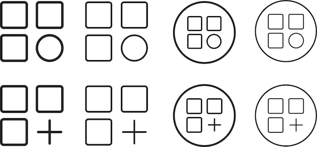 Set d'icônes plates de la barre de menu dans le menu de navigation du site Web