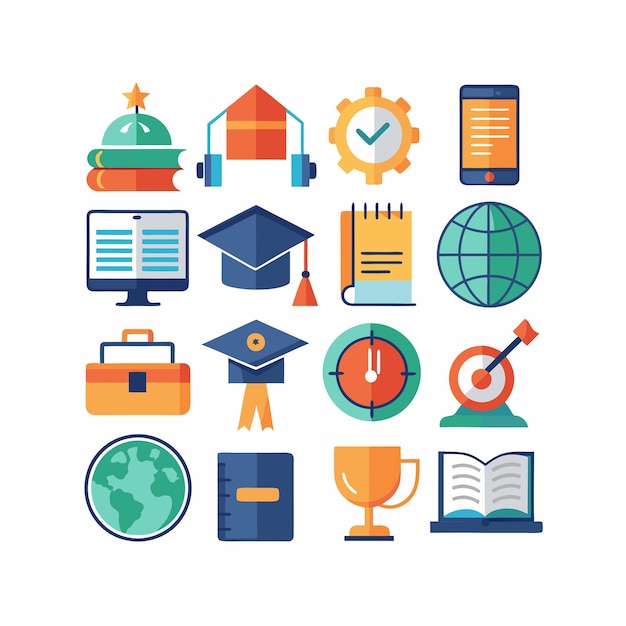 Set d'icônes réalistes de l'éducation et de l'apprentissage