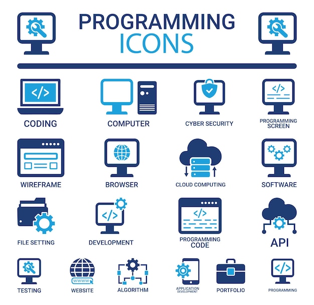 Set d'icônes et de symboles de programmation
