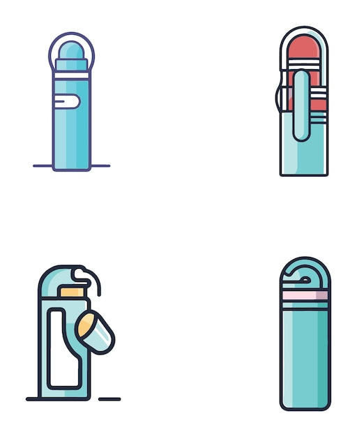 Set D'icônes Vectorielles Illustrées De L'inhalateur Plat