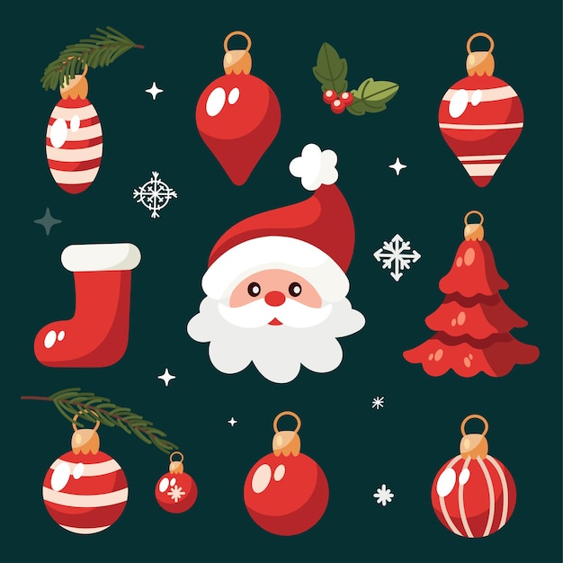 Set d'icônes vectorielles de Noël et du Nouvel An