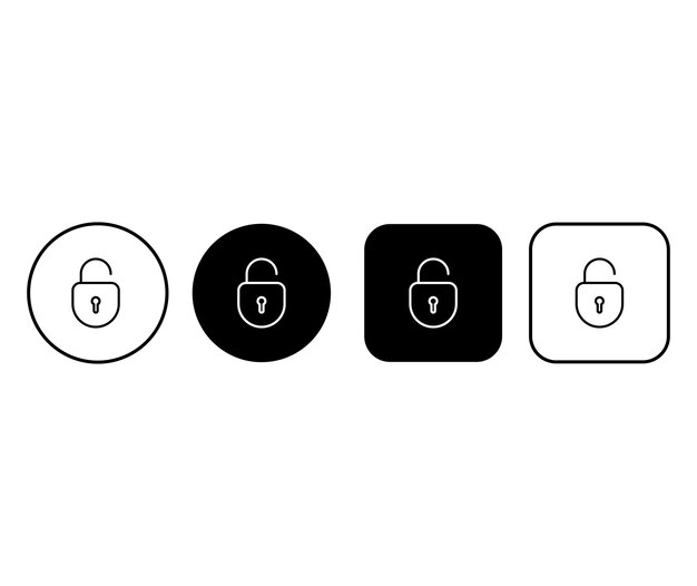 Set d'icônes de verrou Web boutons avec des silhouettes de verrou modifiable coup