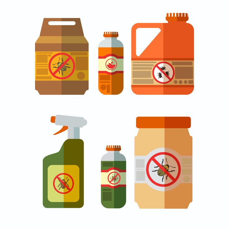 Vecteur set d&#39;illustrations de bouteilles de pesticides
