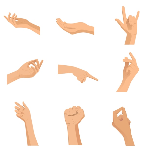 Set d'illustrations de gestes à la main vectoriels