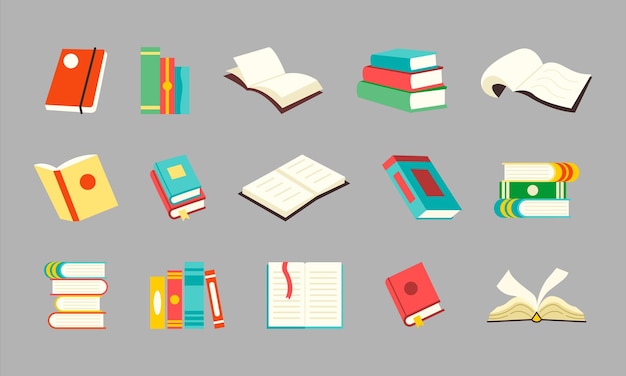 Set d'illustrations de livres dessinés à la main