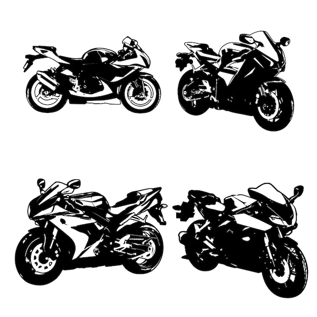 Vecteur set d'illustrations vectorielles de motos sportives