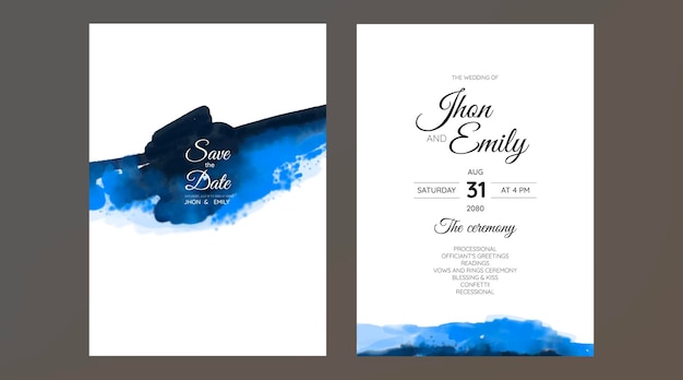 Vecteur set d'invitations de mariage avec des textures d'aquarelle et de fausses éclaboussures d'or pour une touche de luxe