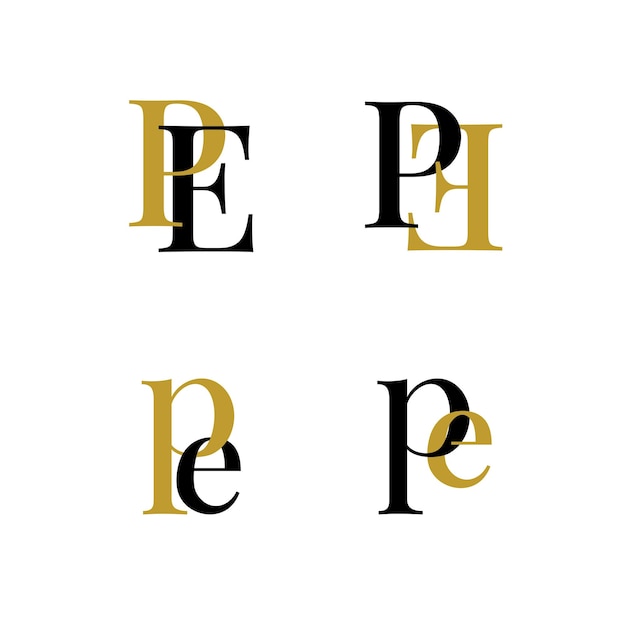 Set Lettre Pe Ep Logo Monogramme Typhographie Initiale