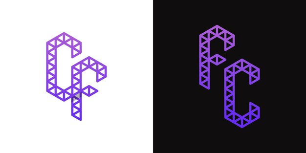 Set de lettres CF et de logo CF Polygon adapté aux affaires liées au polygone avec les initiales CF et FC