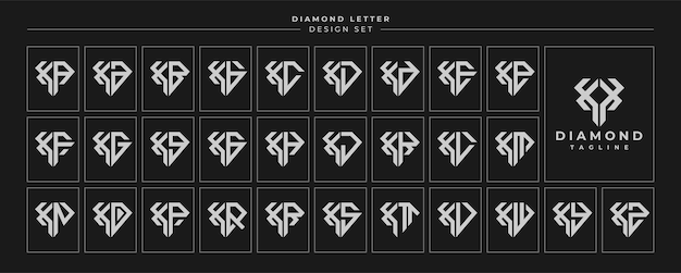 Vecteur set de lettres de cristal de diamant de luxe x xx avec le logo