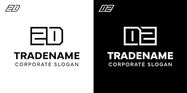 Set de lettres DZ ZD carrées et dynamiques du logo