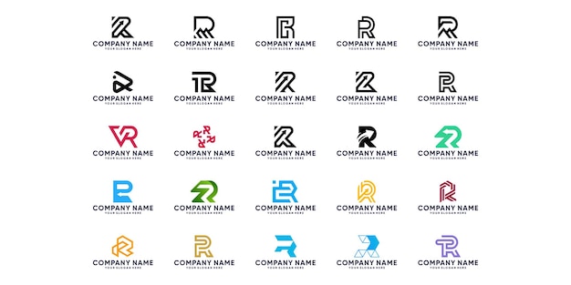Vecteur set de lettres r conception de logo numérique logo de symbole abstrait pour les entreprises