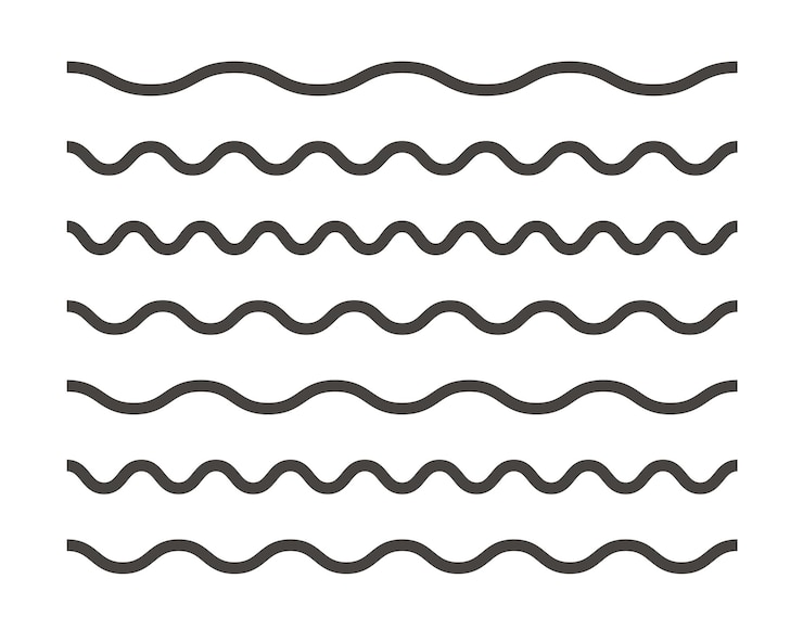 Vecteur set de lignes ondulées de marqueurs de doodle icones de contour simples