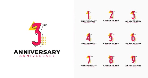 Set De Logo D'anniversaire Géométrique Avec Un Design Moderne Pour L'événement D'aniversaire