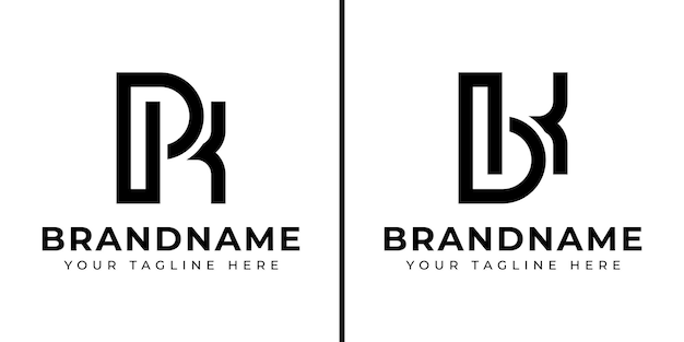 Set de logo monogramme PK ou BK adapté à toute entreprise avec les initiales PK KP BK ou KB