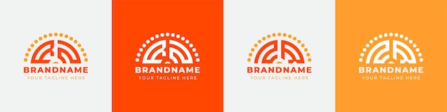 Set De Logo Nr Et Rn Ou Zr Et Rz Sunrise Adapté à Toute Entreprise Avec Les Initiales Nr Et Rn Ou Zr Ou Rz