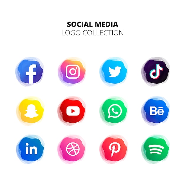 Set de logos et d'icônes des médias sociaux