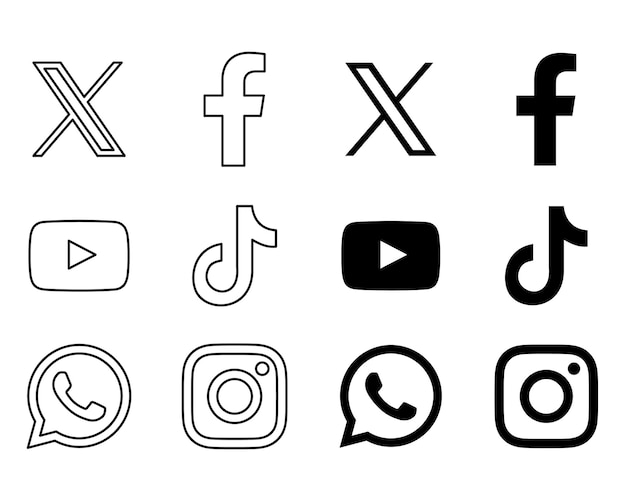 Set de logos de médias sociaux du Cercle Noir avec le nouveau logo X
