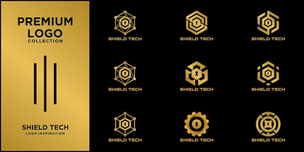 Vecteur set luxury best collection shield tech logo design