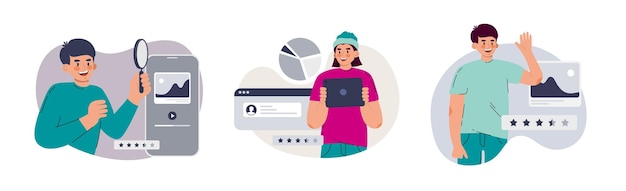 Set men sont des concepteurs de sites Web d'applications mobiles Interface d'arrangement de concepteur Ui ux