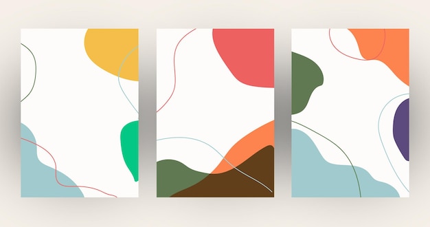 Set de modèles de conception abstraite Brochures dans un style coloré aléatoire Cadres et arrière-plans vintage