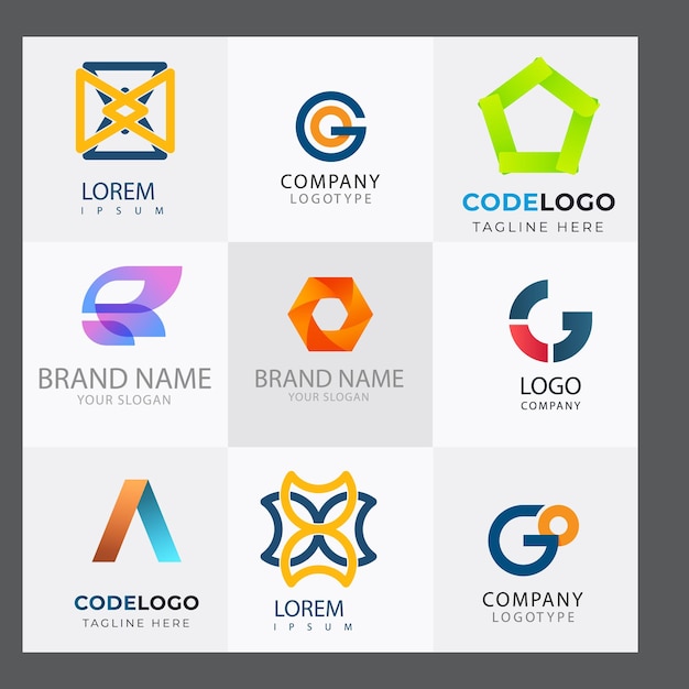 Set de modèles de conception de logo de code de travail en équipe