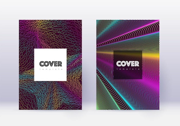 Vecteur set de modèles de design de couverture hipster rainbow abstrac