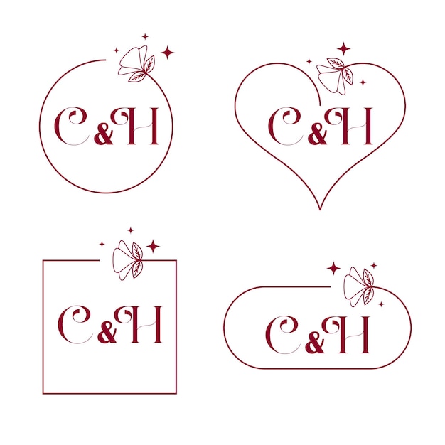 Set De Monogrammes De Mariage élégants Avec Les Lettres C Et H