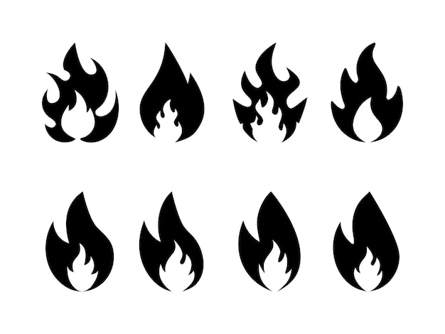 Set de neuf icônes de feu simples