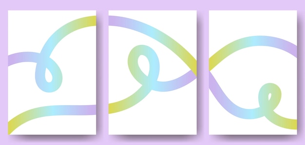 Set of backgrounds with abstract colored lines on white background Pattern in the form of waves curls Smooth graphic elements modern objects from vector abstract lines Striped background