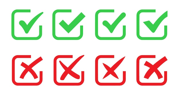 Set of Check Mark and Cross Vector Stock Illustration