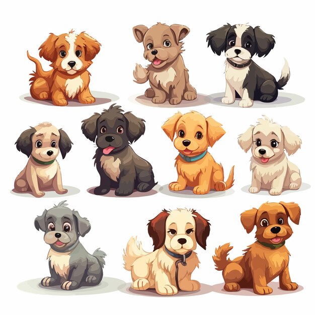 Vecteur set_of_dogs_cartoon_character