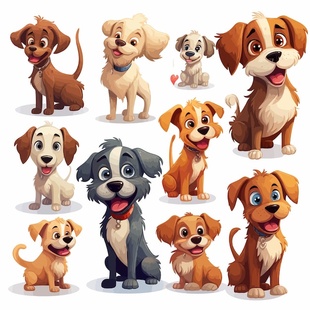 Vecteur set_of_dogs_cartoon_character