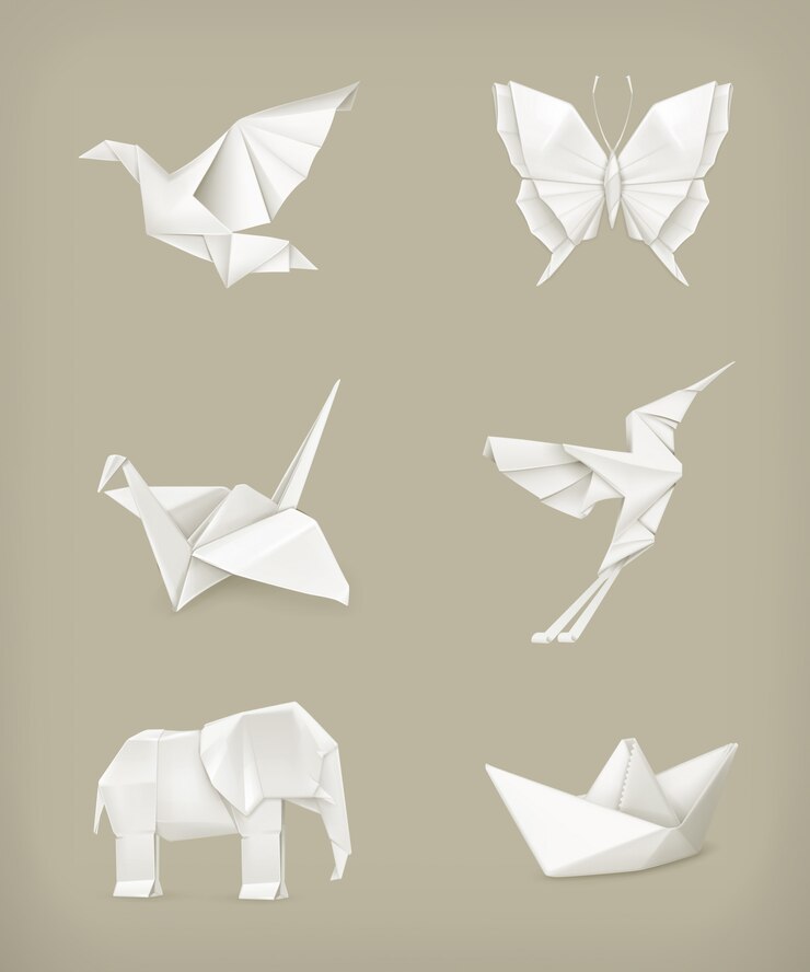 Vecteur set origami, blanc