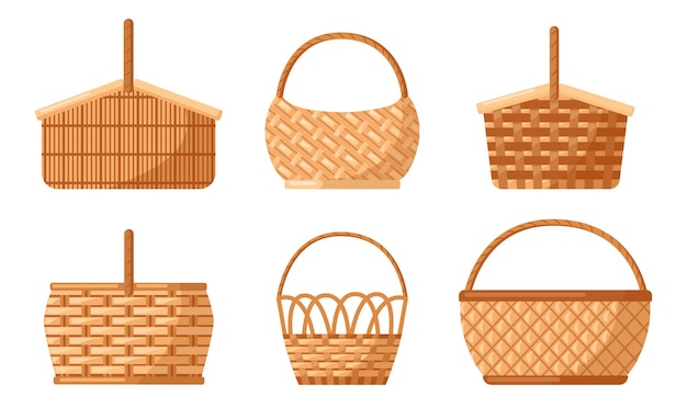 Set de paniers en osier Container de conception vide pour pique-nique