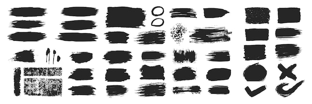 Set de peinture noire de pinceau vectoriel Collection de boîtes de texte pour l'illustration de bannières et d'affiches
