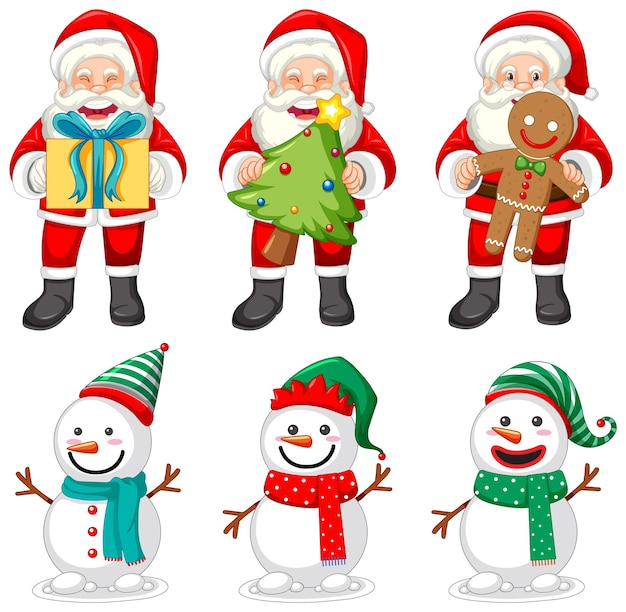 Set Père Noël et bonhomme de neige