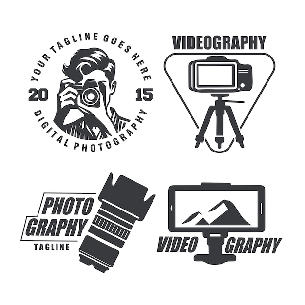 Vecteur set de photographie caméra vidéographie logo modèle graphique vectoriel