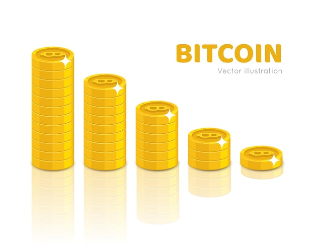 Set De Pile Bitcoin échange Et Stockage De Monnaie Virtuelle Bon Portefeuille Numérique Concept De Croissance Financière Illustration Vectorielle De Dessin Animé Sur Fond Blanc