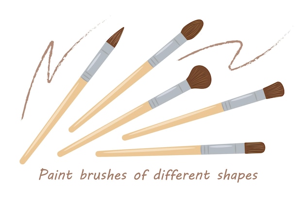 Set de pinceaux pour peindre avec différentes formes de poils Divers outils vectoriels pour dessiner avec pai