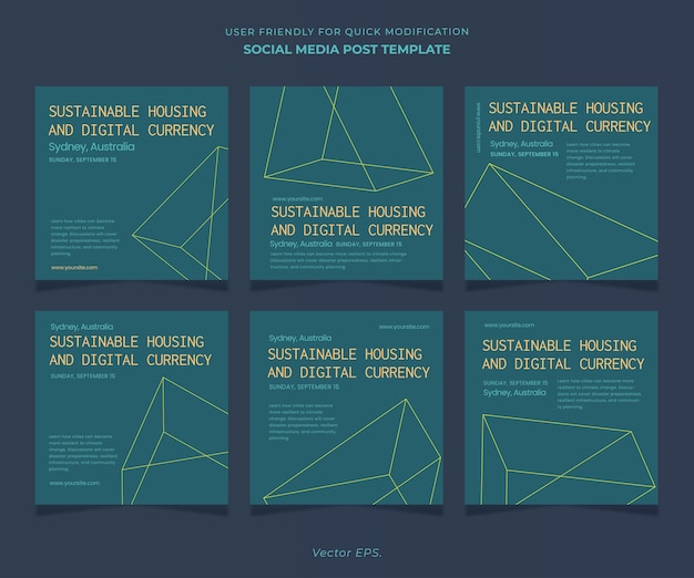 Set premium modifiable Les médias sociaux Postent un modèle d'architecture Les conférences une grille 3D Wireframe Turquoise